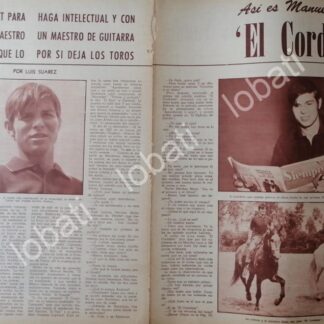 CARTEL ANTIGUO ORIGINAL DE ENTREVISTA A MANUEL BENITEZ, EL CORDOBES 60s