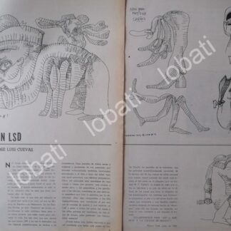 CARTEL ANTIGUO ORIGINAL DE NOTA Y DIBUJOS DE JOSE LUIS CUEVAS, 1968