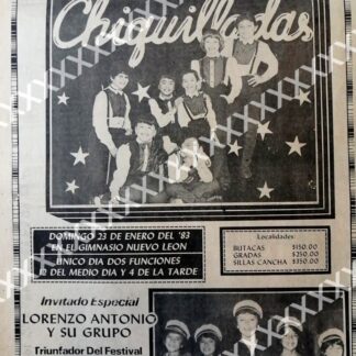 CARTEL ANTIGUO ORIGINAL DE AFICHE LORENZO ANTONIO & CHIQUILLADAS EN CONCIERTO