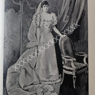 GRABADO ANTIGUO. 1896 VESTIDO DE NOVIA, PRINCESA DE GALES