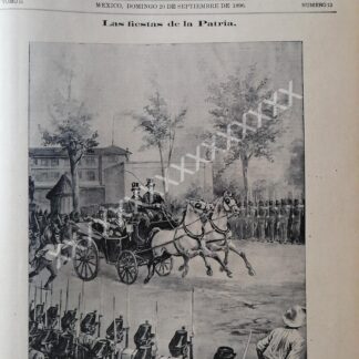 PORTADA ANTIGUA 1896 PORFIRIO DIAZ EN CARRUAJE
