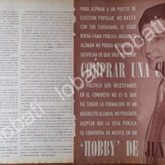 AFICHE RETRO. CRITICA A MIGUEL ALEMAN VELASCO 1961 /PLT