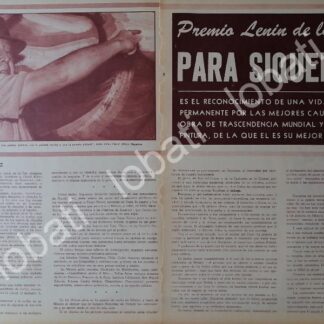 AFICHE RETRO. ALFARO SIQUEIROS RECIBE PREMIO LENIN DE LA PAZ 1967