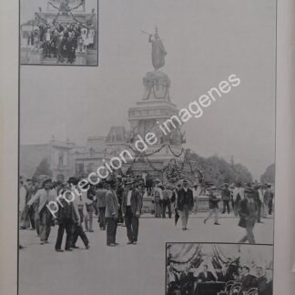 AFICHE ANTIGUO 1912 ESTATUA DE CUAUHTEMOC P.R