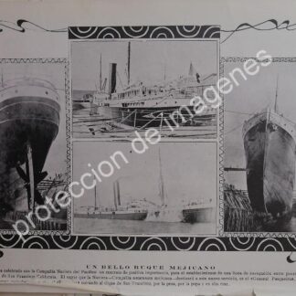AFICHE ANTIGUO 1912 BOTADURA EL BUQUE. GENERAL PESQUEIRA