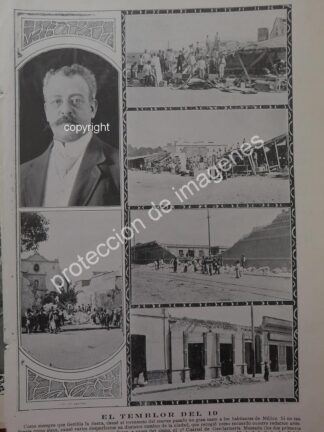 AFICHE ANTIGUO 1912 TERREMOTO EN MEXICO JUAN VILLARELLO