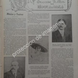 AFICHE ANTIGUO 1912 PIANISTA ARTEMISA ELIZONDO Y OTROS