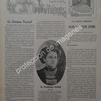 AFICHE ANTIGUO 1912 INICIOS DE LA ACTRIZ PRUDENCIA GRIFELL