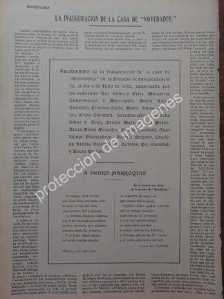 AFICHE ANTIGUO 1912 INAUGURAN CASA NOVEDADES