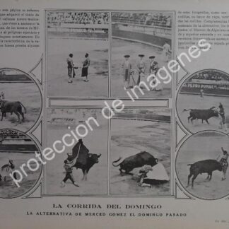 AFICHE ANTIGUO 1912 TORERO MERCED GOMEZ TOMA ALTERNATIVA