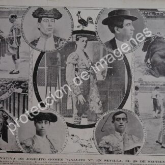 AFICHE ANTIGUO TORERO JOSELITO GOMEZ TOMA ALTERNATIVA 1912