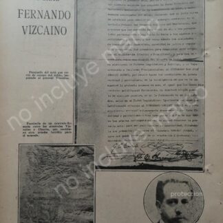 AFICHE ANTIGUO 1920 FUSILAMIENTO GENERAL. FERNANDO VIZCAINO