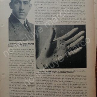 AFICHE ANTIGUO. 1920 MADAME DE THEBES LEE MANO A LUIS G. BARREIRO