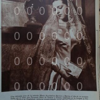 AFICHE ANTIGUO 1951 BODA DE MARIA AUXILIADORA BARROSO Y BARONA