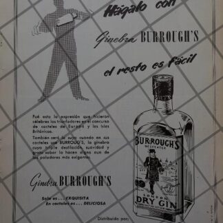 CARTEL PUBLICIDAD ANTIGUA GINEBRA BURROUGHS 1951 VINOS 615