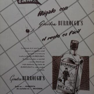 CARTEL PUBLICIDAD ANTIGUA GINEBRA BURROUGHS 1951 VINOS 614