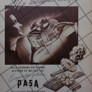 CARTEL PUBLICIDAD ANTIGUA FABRICA DE GALLETAS PASA 1951