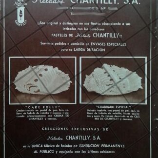CARTEL ANTIGUO ORIGINAL HELADERIAS CHANTILLY S.A /249