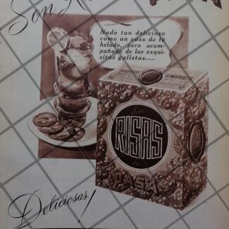 CARTEL PUBLICIDAD ANTIGUA GALLETAS RISAS. GALLETAS PASA 1951