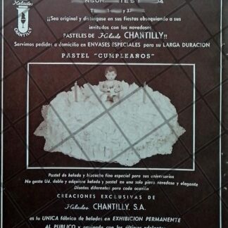 CARTEL ANTIGUO ORIGINAL HELADERIAS CHANTILLY S.A /248