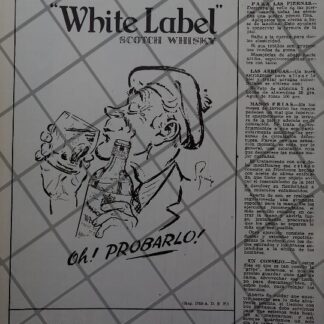 CARTEL PUBLICITARIO ANTIGUO WHISKY DEWARS 1951 VINOS
