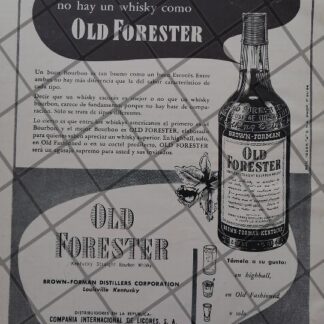 CARTEL PUBLICITARIO ANTIGUO WHISKY OLD FORESTER 1951