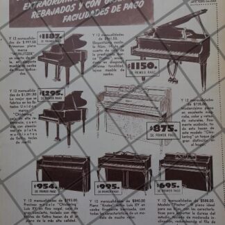 CARTEL ANTIGUO PIANOS DEL PALACIO DE HIERRO 1951 /847