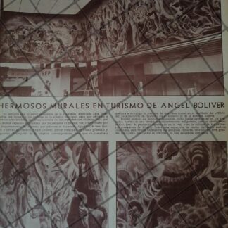AFICHE RETRO ORIGINAL. MURALES DEL PINTOR ANGEL BOLIVER 1970