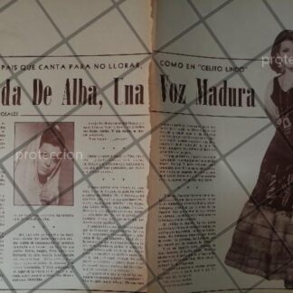 AFICHE RETRO ORIGINAL. CANTANTE. YOLANDA DE ALBA
