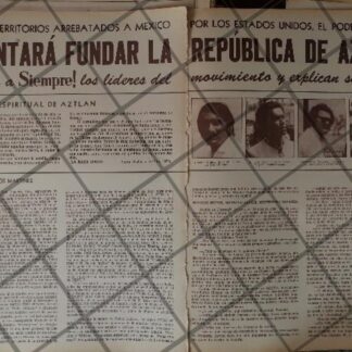 AFICHE RETRO. PODER CHICANO EN U.S.A INTENTA FUNDAR AZTLAN 1970