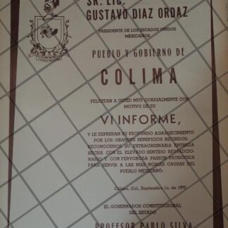 AFICHE POLITICO RETRO VERACRUZ FELICITA A DIAZ ORDAZ 1970