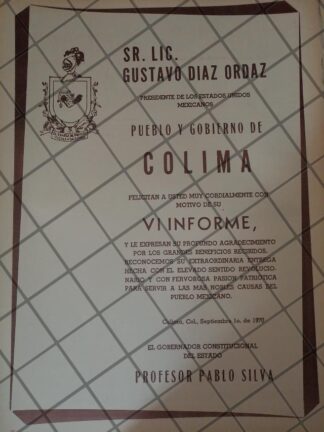 AFICHE POLITICO RETRO VERACRUZ FELICITA A DIAZ ORDAZ 1970
