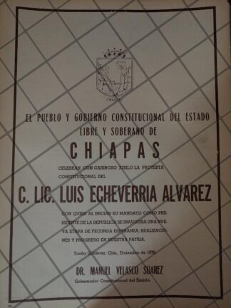 AFICHE POLITICO RETRO CHIAPAS FELICITA A LUIS ECHEVERRIA 1970