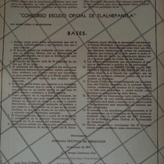 AFICHE ANTIGUO. CONCURSO PARA ESCUDO OFICIAL DE TLALNEPANTLA 1973