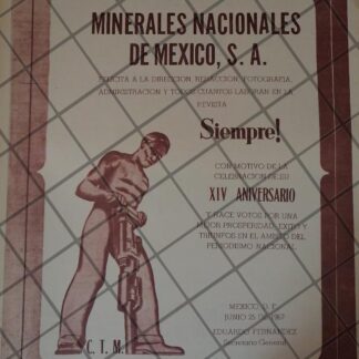 CARTEL RETRO ORIGINAL, MINERALES NACIONALES DE MEXICO S.A 1967