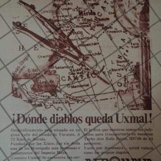 RARO AFICHE RETRO ORIGINAL. AEROLINEAS AEROMAYA 1967 /928