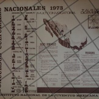 AFICHE RETRO DE GOBIERNO, CONCURSOS INJUVE 1973 /RARO