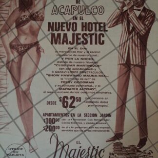 CARTEL RETRO ORIGINAL. HOTEL MAJESTIC ACAPULCO ETC. 1966 /925