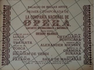 AFICHE RETRO ORIGINAL. CIA. NACIONAL DE OPERA BELLAS ARTES 1973