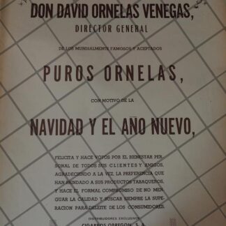 AFICHE RETRO ORIGINAL. SALUDO NAVIDEÑO DE DAVID ORNELAS VENEGAS 1973