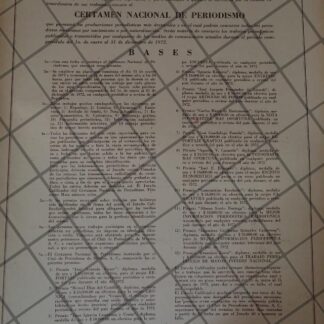 AFICHE RETRO ORIGINAL. 1ER CERTAMEN NACIONAL DE PERIODISMO 1973