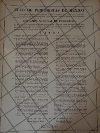 AFICHE RETRO ORIGINAL. 1ER CERTAMEN NACIONAL DE PERIODISMO 1973