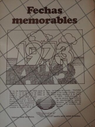 AFICHE RETRO ORIGINAL. TELEVISORA TELEVISA 1973