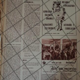 RARO AFICHE RETRO ORIGINAL. HOTEL DEL PACIFICO Y OTRAS 1967