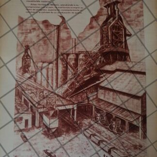 AFICHE RETRO ORIGINAL. ALTOS HORNOS DE MEXICO, DIBUJO DE A. GANDARA 1963