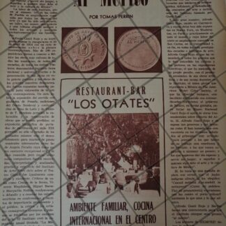 CARTEL RETRO ORIGINAL. RESTAURANT LOS OTATES, TUXPAN, Y MAS 1969