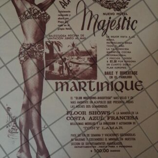CARTEL RETRO ORIGINAL. HOTEL MAJESTIC ACAPULCO ETC. 1960s /908