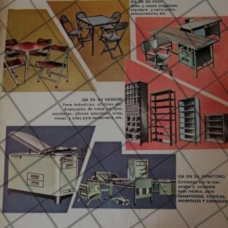 CARTEL RETRO ORIGINAL. MUEBLES METALICOS IGA S.A 1960s /905