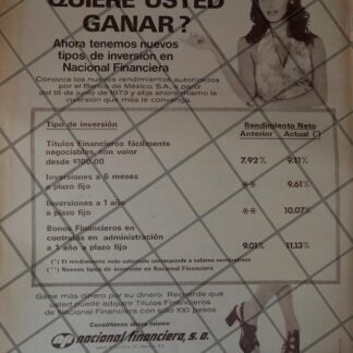 CARTEL RETRO ORIGINAL. BANCO NACIONAL FINANCIERA 1970 /152