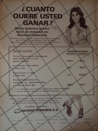CARTEL RETRO ORIGINAL. BANCO NACIONAL FINANCIERA 1970 /152